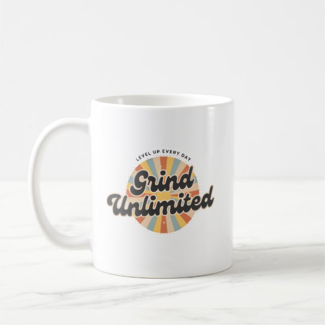 Grind Unlimited Gamer Motivation Coffee Mug (Left)