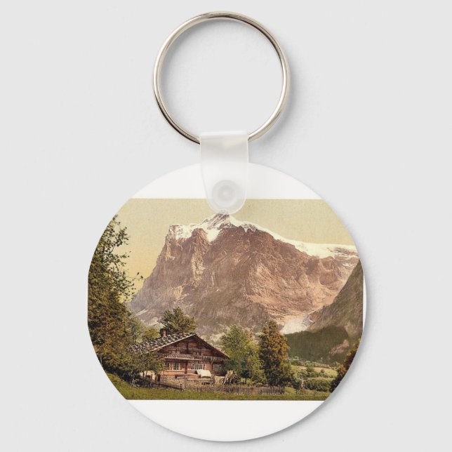 Grindelwald, chalet and Mount Wetterhorn, Bernese Key Ring (Front)