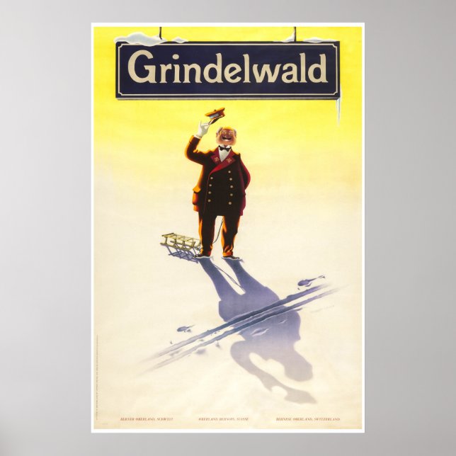 Grindelwald, Schweiz, Ski Travel Poster (Front)