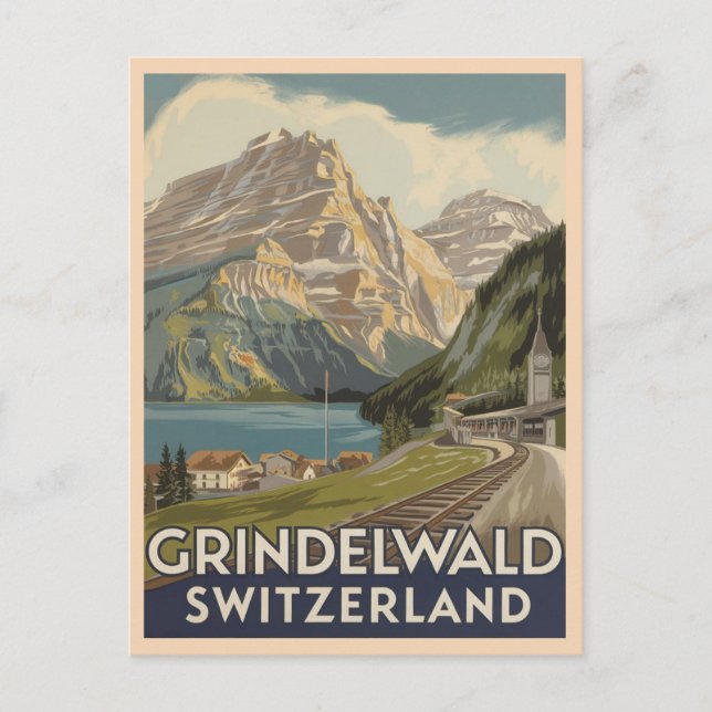 Grindelwald Switzerland Alps Retro Postcard (Front)
