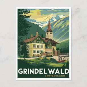 Grindelwald Switzerland Alps Vintage Postcard