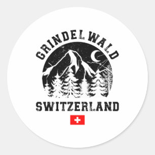 Grindelwald Switzerland Ski Resort Alps Alpine Ski Classic Round Sticker