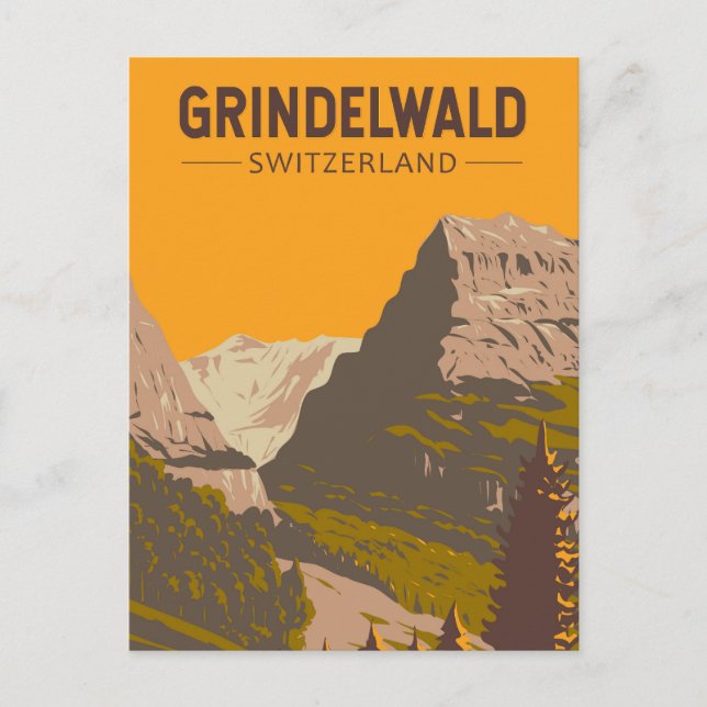 Grindelwald Switzerland Travel Art Vintage Postcard (Front)