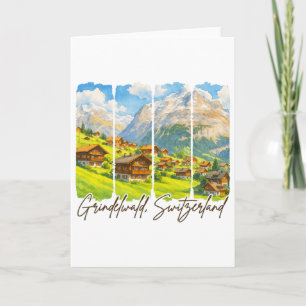 Grindelwald Switzerland Travel Brushstroke Grindel Card