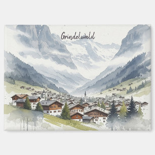 Grindelwald Switzerland Travel watercolour Magnet