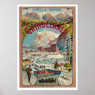 Grindelwald Winter-Sport Vintage  Poster
