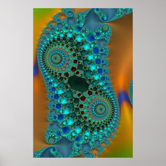 Grinding The Gears Colourful Fractal Abstract Poster (Front)