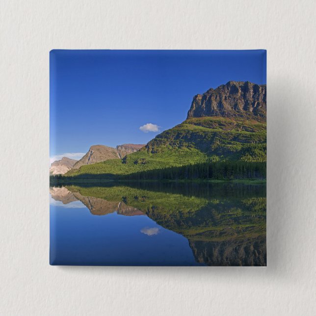 Grinnel Point and Allen Mountain reflect into 15 Cm Square Badge (Front)