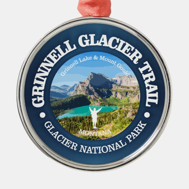 Grinnell Glacier Trail Metal Tree Decoration (Front)