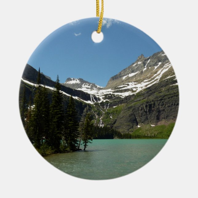 Grinnell Lake at Glacier National Park Ceramic Tree Decoration (Front)