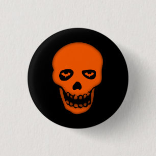 Grinning Bat Skull Goth Badge