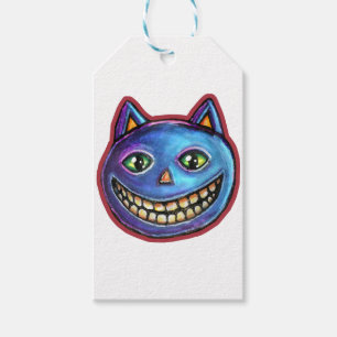 Grinning Blue Cat Vintage Halloweenies Gift Tags