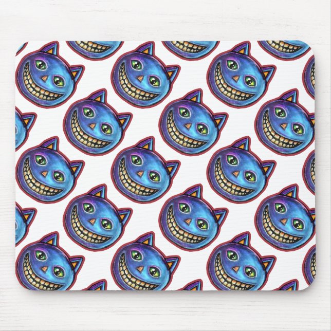 Grinning Blue Cat Vintage Halloweenies Mouse Pad (Front)
