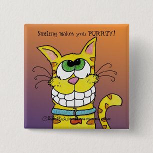 Grinning Cat 15 Cm Square Badge