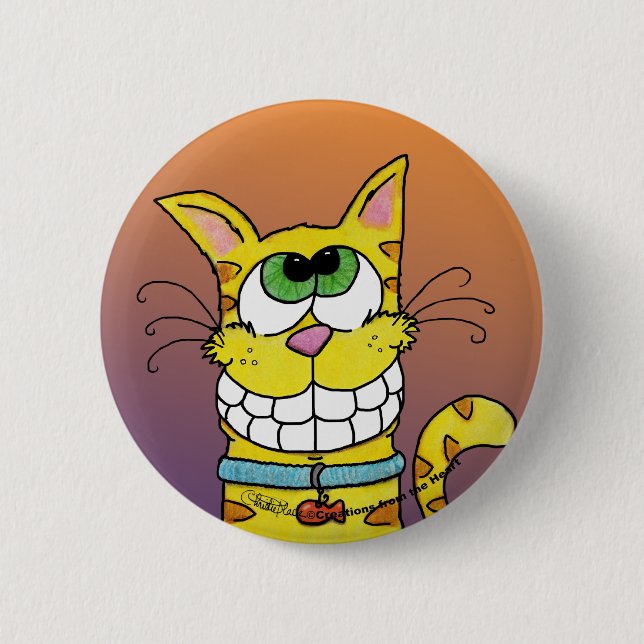 Grinning Cat 6 Cm Round Badge (Front)