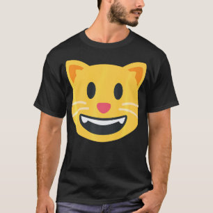 Grinning Cat Emoticon happy smiling Face T-Shirt