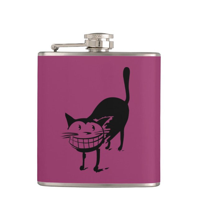 Grinning Cat Hip Flask (Front)