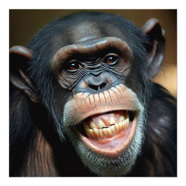Grinning Chimpanzee Photo Print (Front)