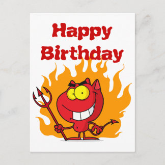 Grinning Devil With Pitchfork Postcard