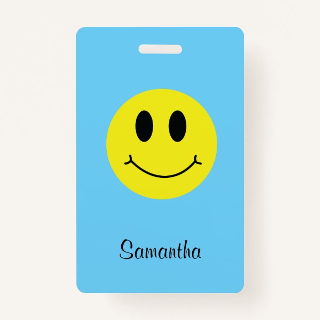 Grinning Face Classic with Name ID Badge (Front)
