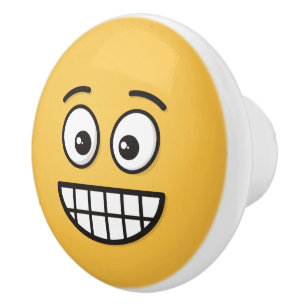 Grinning Face with Open Eyes Ceramic Knob