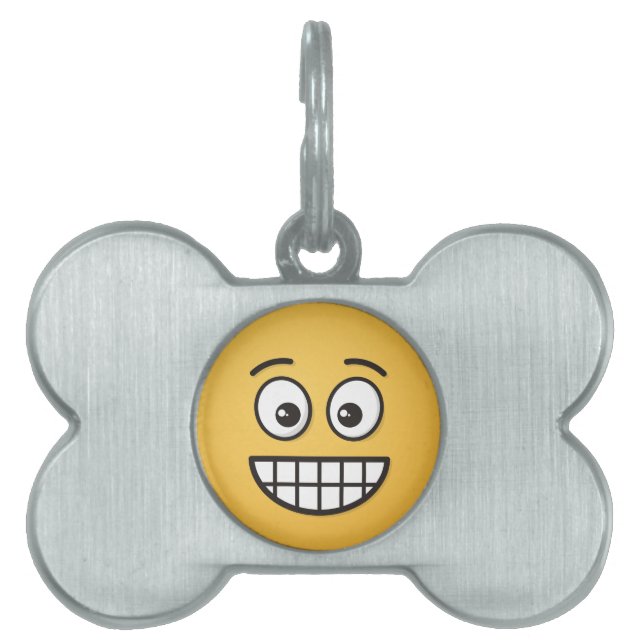 Grinning Face with Open Eyes Pet ID Tag (Front)
