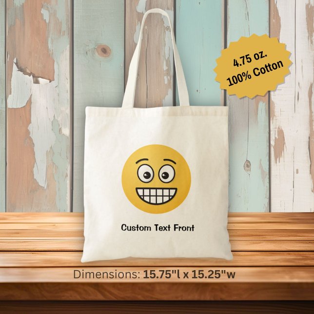 Grinning Face with Open Eyes Tote Bag (Creator Uploaded)