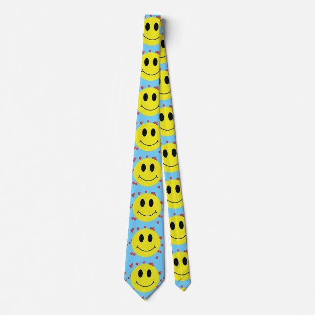 Grinning Faces with Red Hearts Tie (Front)
