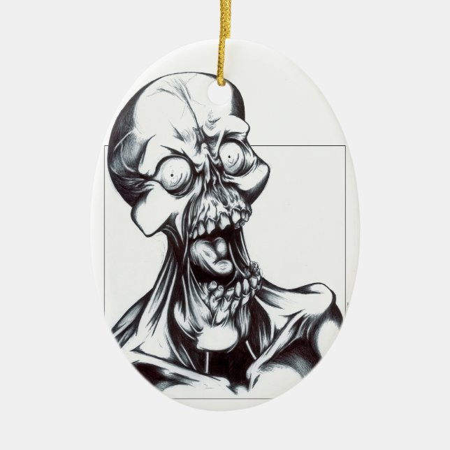 Grinning Ghoul Ceramic Tree Decoration (Front)