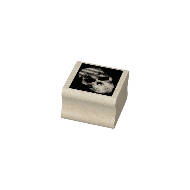 Grinning Golden Skull Halloween Party Rubber Stamp (Stamp)