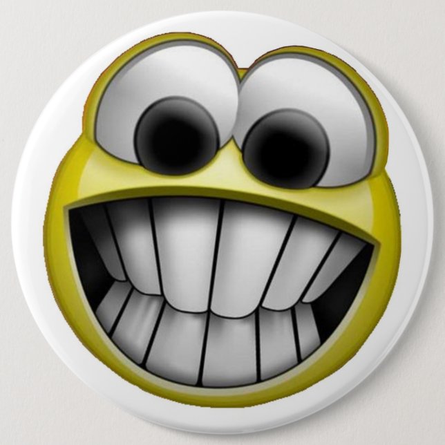 Grinning Happy Face 6 Cm Round Badge (Front)