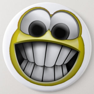 Grinning Happy Face 6 Cm Round Badge
