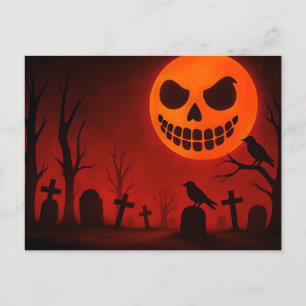 Grinning Moon Graveyard Holiday Postcard