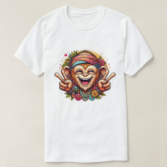Grinning Peace Monkey Men's T-Shirt (Design Front)