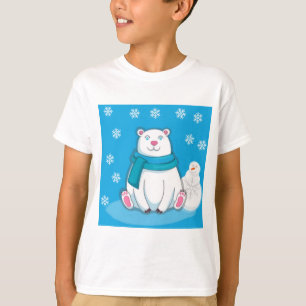 Grinning Polar Bear and Snowman T-Shirt