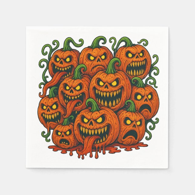 Grinning Pumpkin Halloween Napkin (Front)