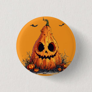 Grinning Pumpkin With a Ghoulish Expression 3 Cm Round Badge