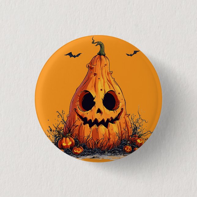 Grinning Pumpkin With a Ghoulish Expression 3 Cm Round Badge (Front)