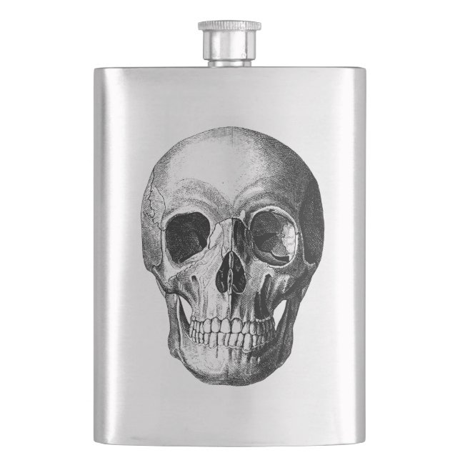Grinning Skull Hip Flask (Front)