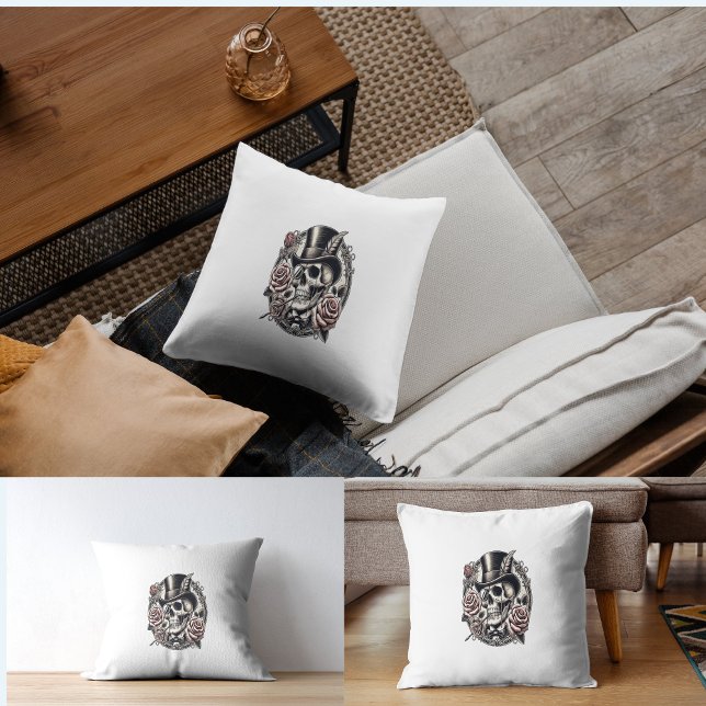 Grinning Skull in Top Hat Cushion (Creator Uploaded)
