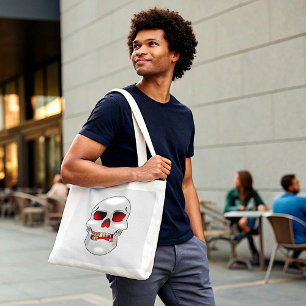 Grinning skull tote bag