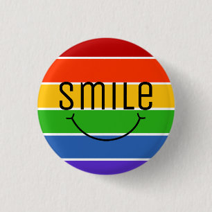 Grinning smile rainbow 3 cm round badge