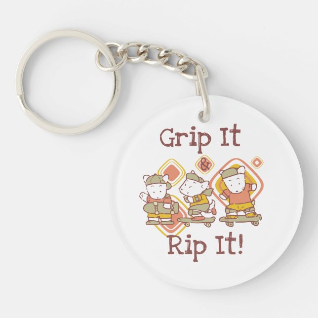 Grip It and Rip It Skateboarding Key Ring (Front)