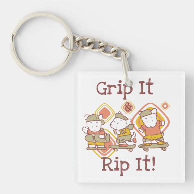 Grip It and Rip It Skateboarding Key Ring (Front)