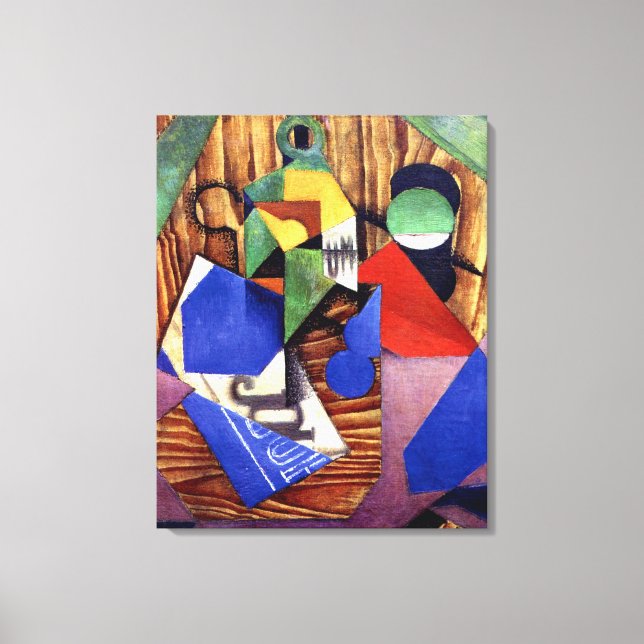 Gris - Bottle of Rum and Newspaper Canvas Print (Front)