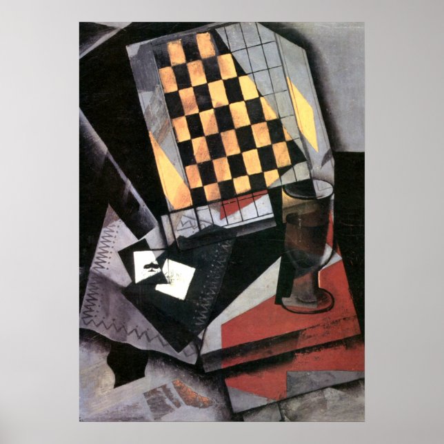 Gris - Chequerboard and Playing Cards Poster (Front)