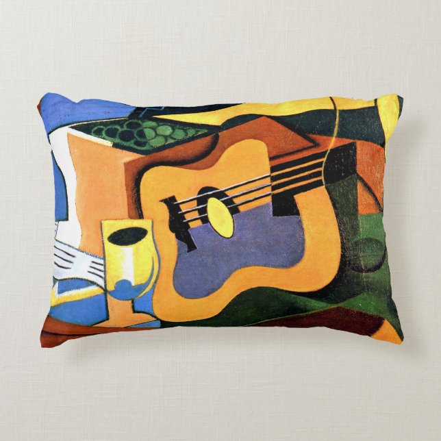 Gris - Guitar and Bottle Decorative Cushion (Front)