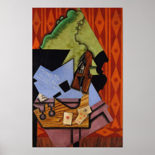 Gris - Violin And Playing Cards On A Table Poster