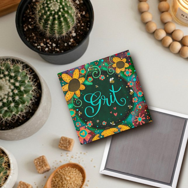 Grit Bumblebee Hearts Fun Floral Inspirivity Magnet (Creator Uploaded)