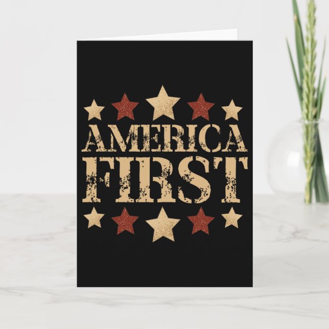 Gritty Bold Retro Political Slogan America First D Card (Front)